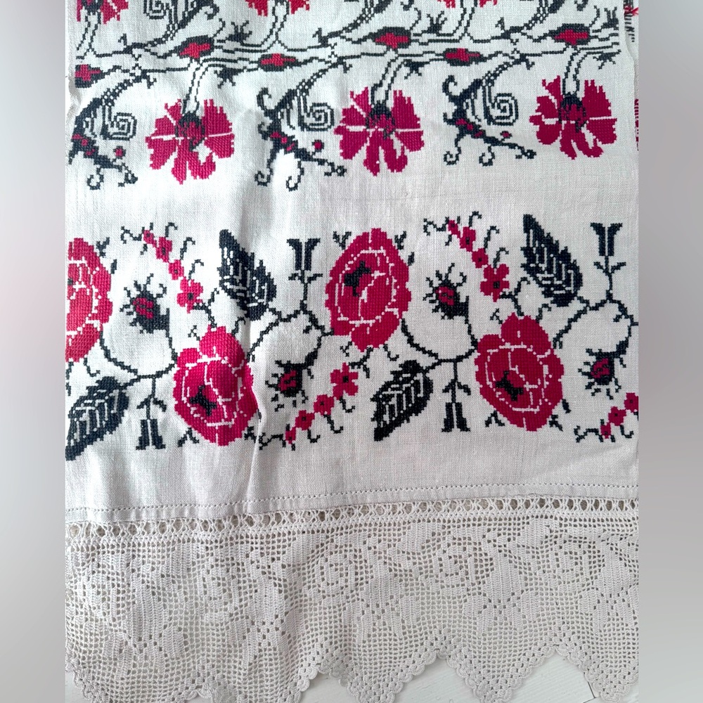 Handmade embroidered 100% linen cloths, celebratory, traditional towel.